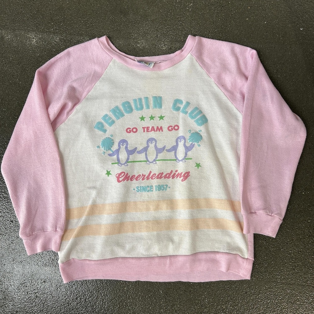 Jet Set Sweatshirt Girls Medium Pink Penguin Club Cheerleading Pullover Fleece